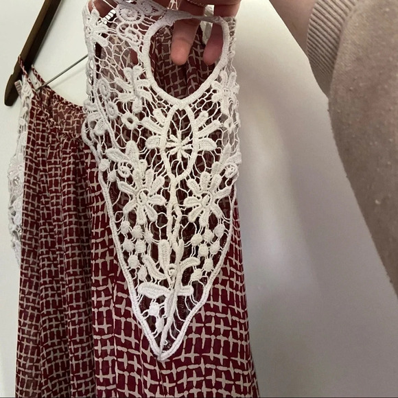 Pattern Cold Shoulder Floral Lace Blouse Size Large Red STYLE T22284RK - Picture 3 of 10